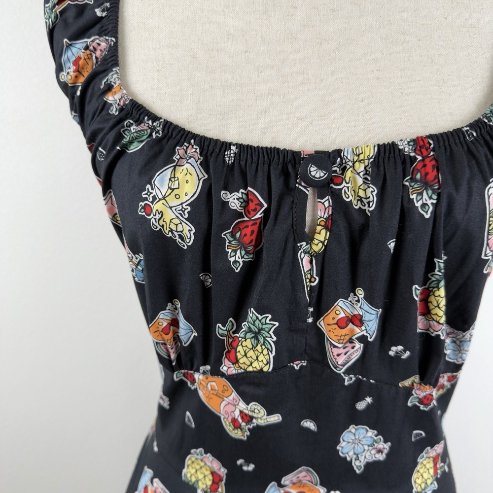 Hell Bunny Dress Womens XL Pina Colada Rockabilly Swing Cocktail Novelty Retro - Picture 5 of 16